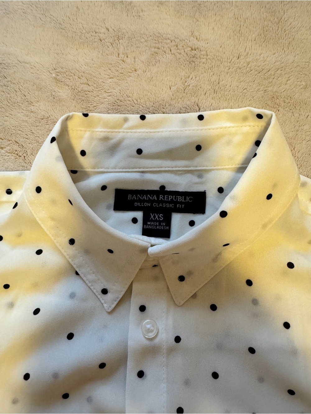 Banana Republic Semi-Sheer White Polka Dot Button Up Top, XXS - Picture 9 of 10